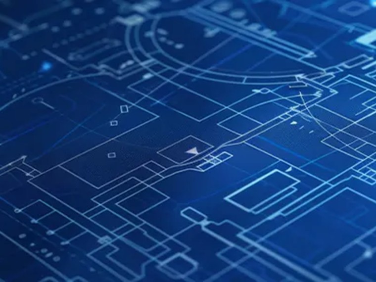 Abstract image of blue colored waves of digital light and blrubs